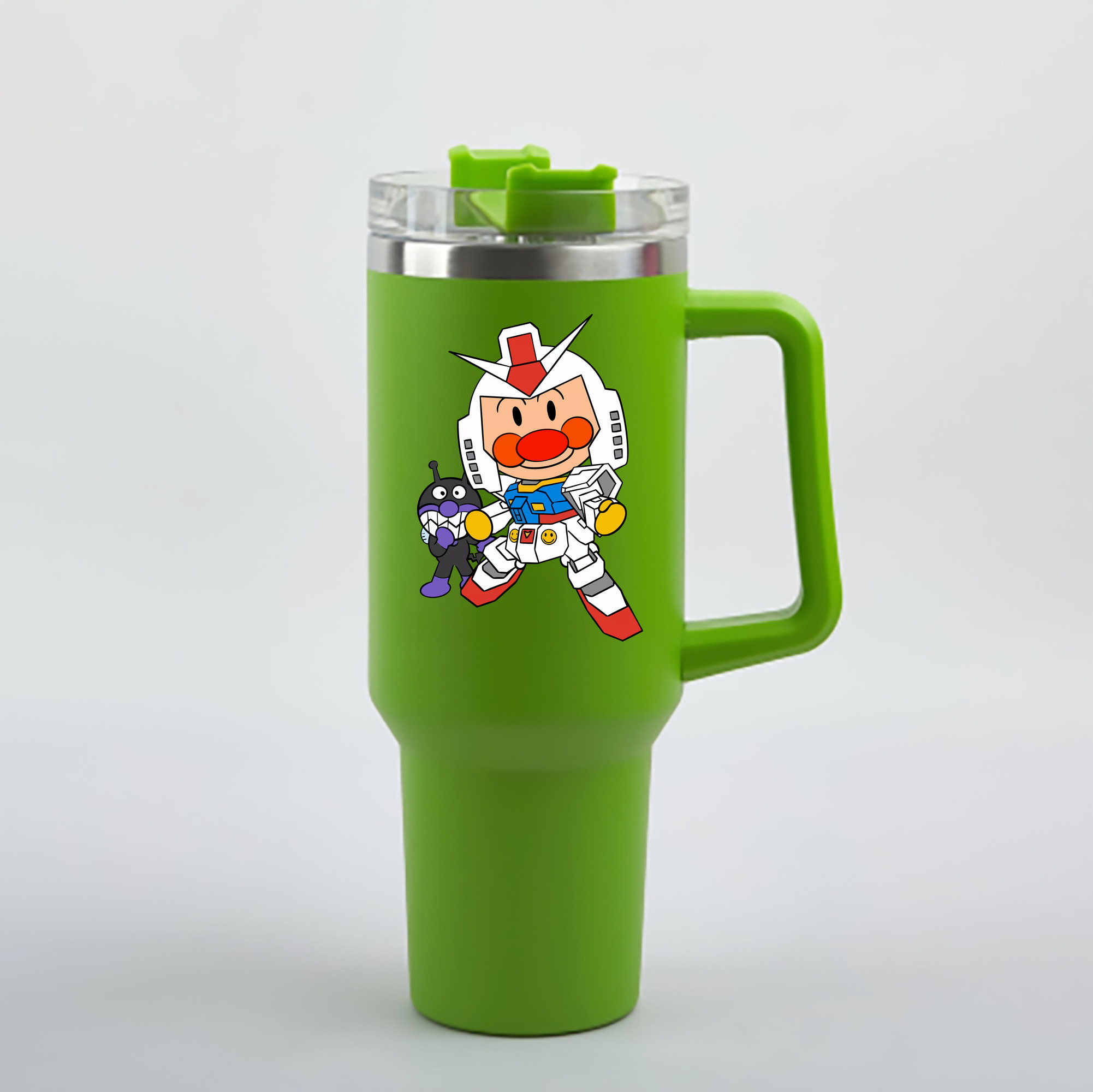 （画像用） アンパンマン Anpanman 1200mL車用タンブラー - クリスタルステッカー（プラスチックストロー付き）
